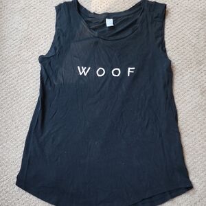 Alternative Black Muscle Tee with 'WOOF' Design
